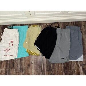 Huge Mens Nike,Hurley, Lululemon running shorts lot 6 size L